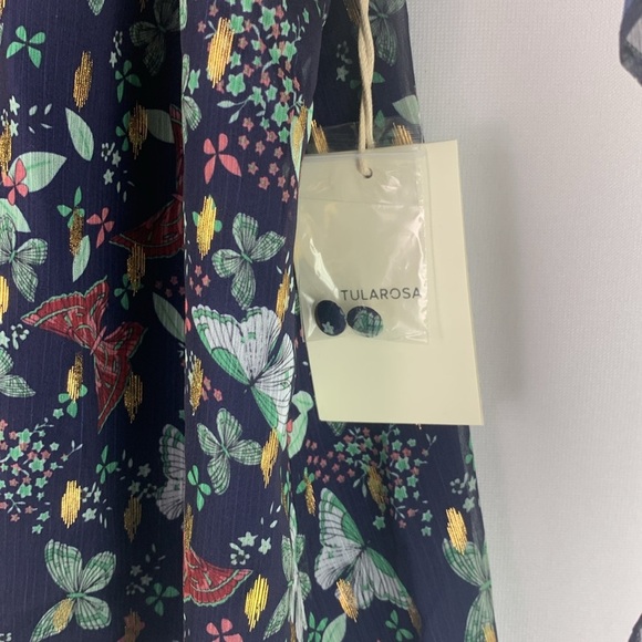 TULAROSA Rhea Sheer Floral One Shoulder Top in Navy Blue Size S - Picture 7 of 8